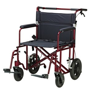 Drive Medical 22" Bariatric Aluminum Transport Chair - Supports up to 450 lbs, Red, Pack of 1, ATC22-R